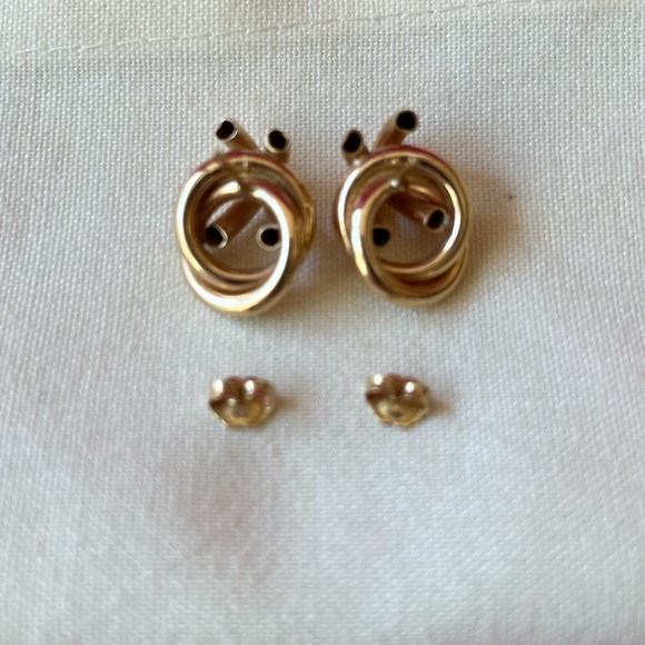 Loopy Gold Knot Earrings - Picture 8 of 16